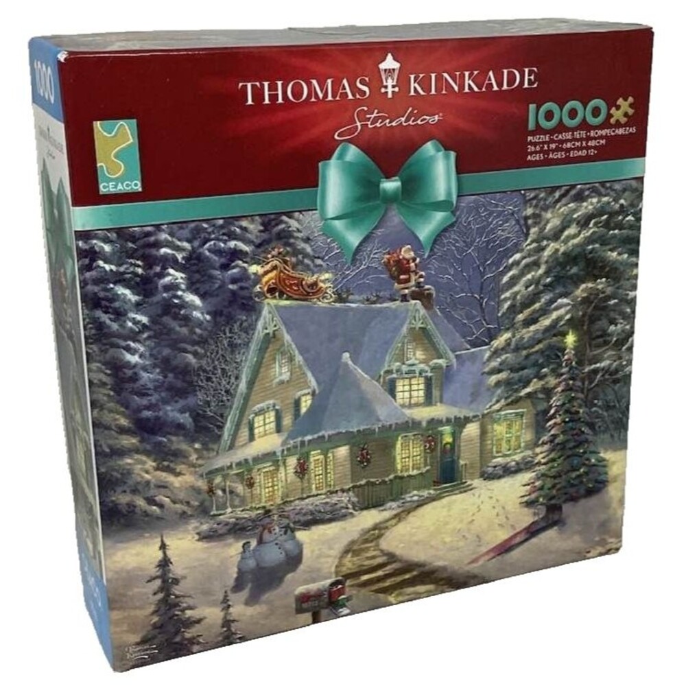 Thomas Kinkade 1000 Piece Puzzle Midnight Delivery Christmas Santa Poster NEW